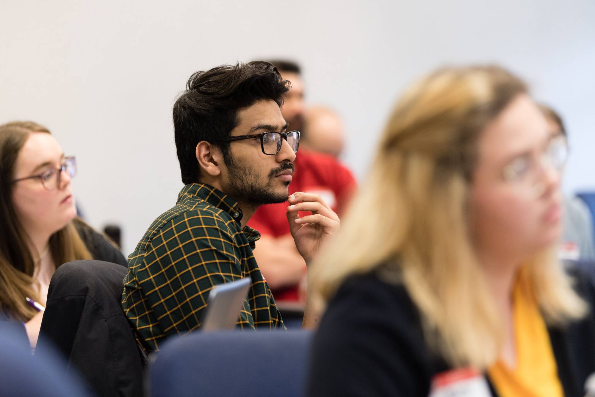 a student listening in class