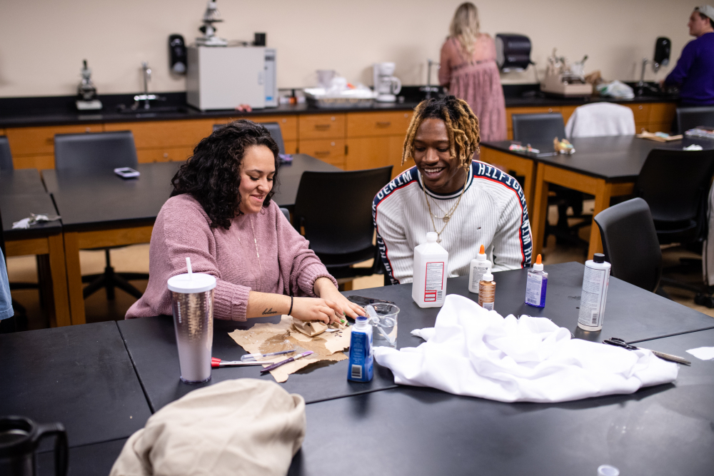 Students work on a class project