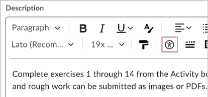 Figure: The updated Accessibility Checker icon is now a human figure within a circle, replacing the eye symbol with a check mark for better clarity.