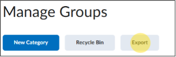 Figure: From the Manage Groups page, click Export to download group data