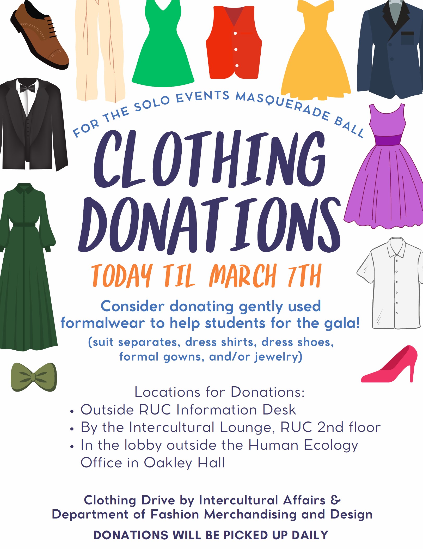 2025 Formal Wear Clothing Donation Drive Flyer