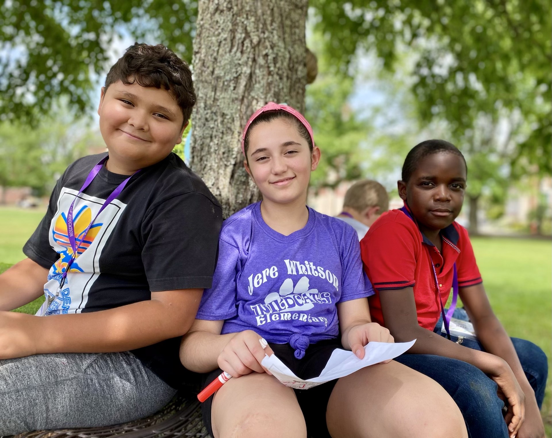 Freedom School participants Iker Ortiz, Kia Torres and Joseph Dzenga.