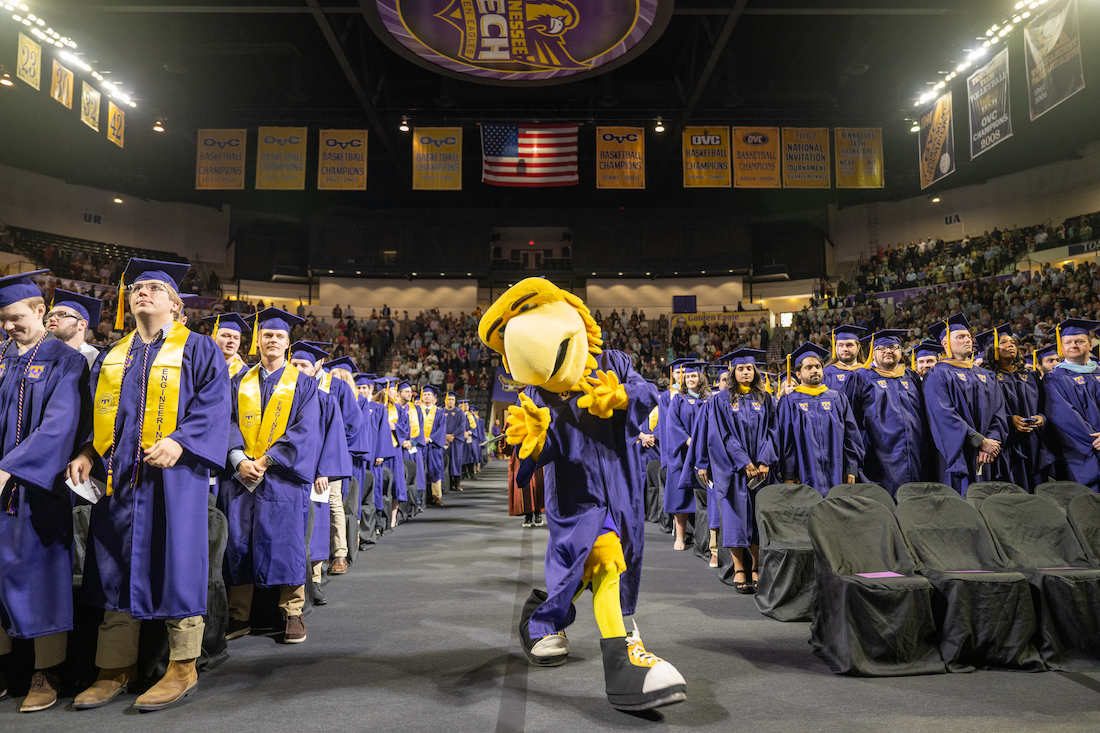 Awesome Eagle at Tech's spring 2023 commencement ceremonies.