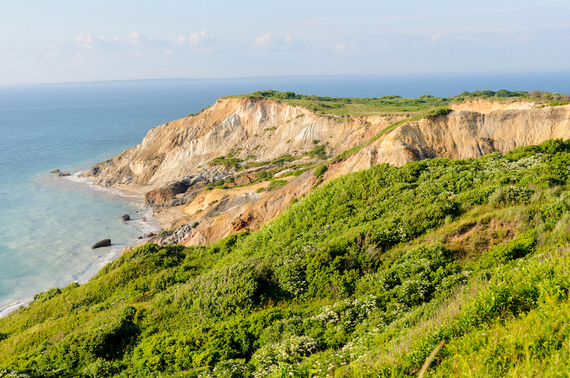 the ocean beyond a cliff at Cape Cod